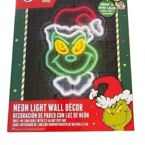 Dr. Seuss Grinch Neon Light Wall Decor Christmas Decoration Hanging NEW Green